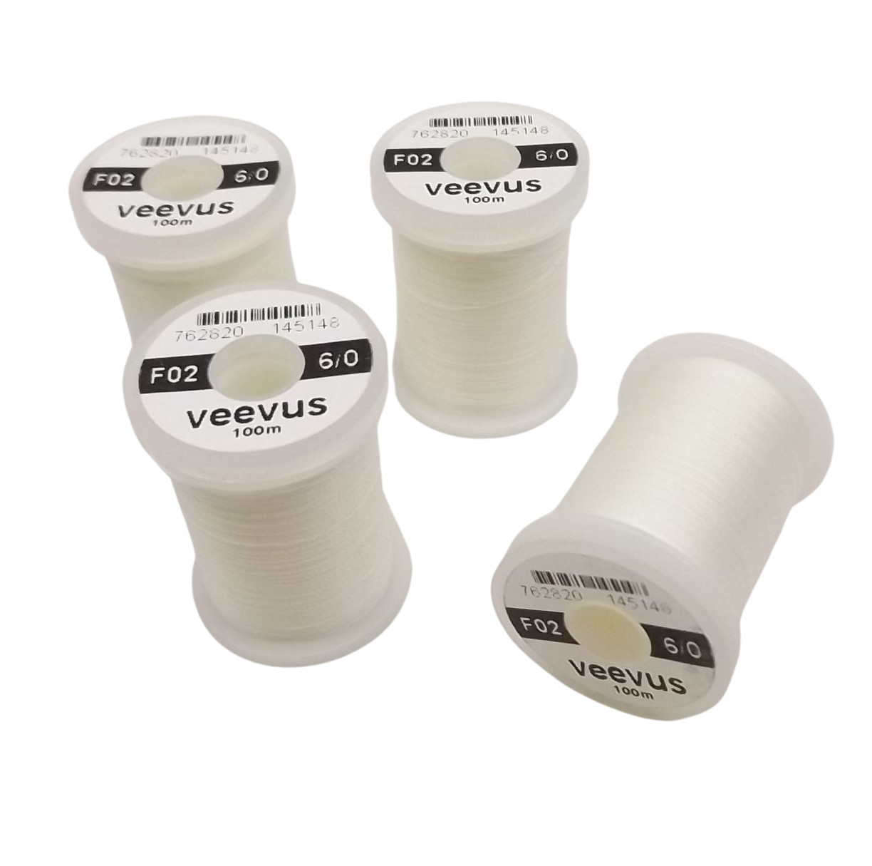 Lot of 4 Spools Veevus F02 6/0 100 Meter Spool White Fly Tying Thread