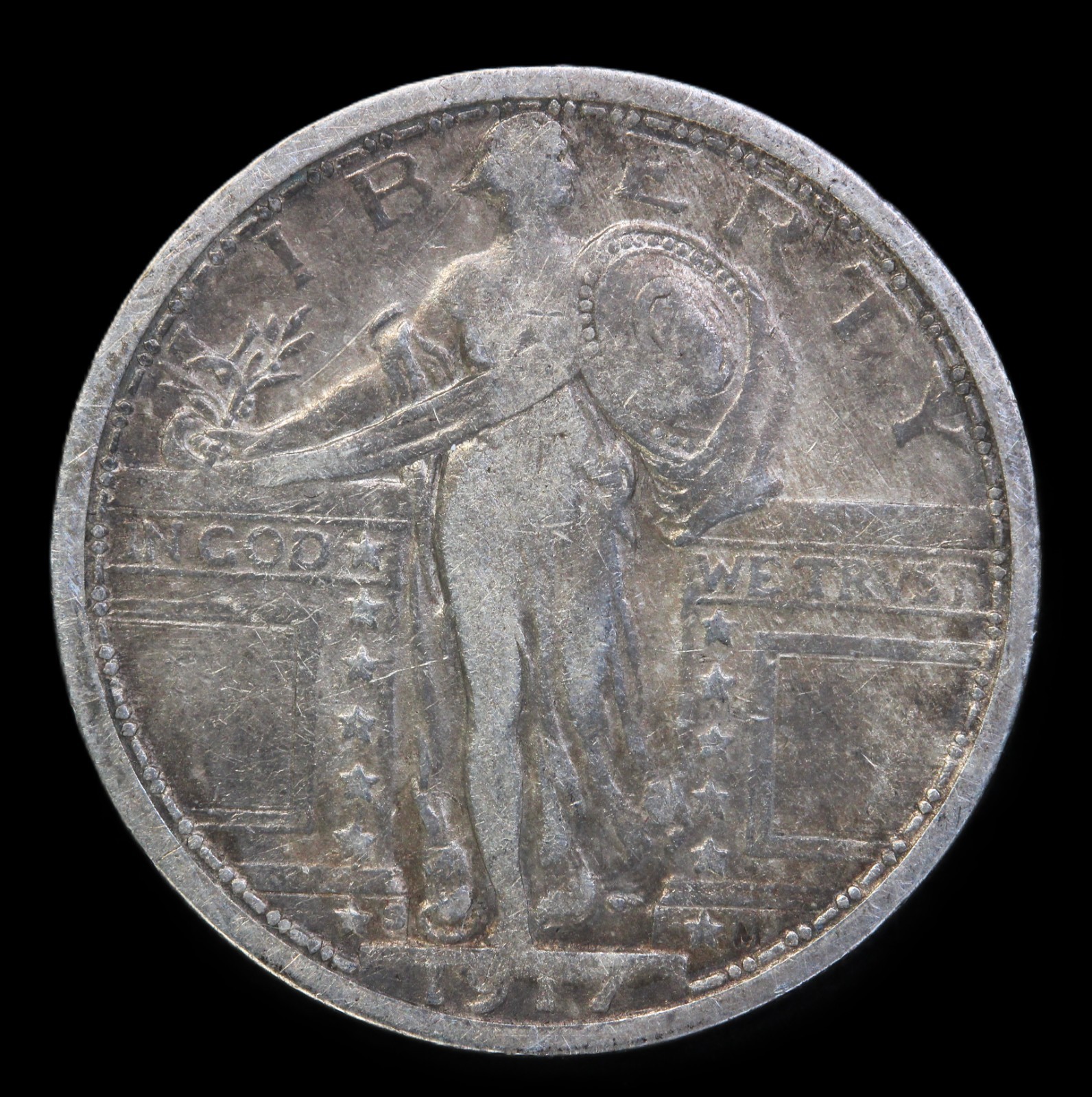 1917-S 25C Type 1 Standing Liberty Quarter- choice vf / free shipping- JAM-563