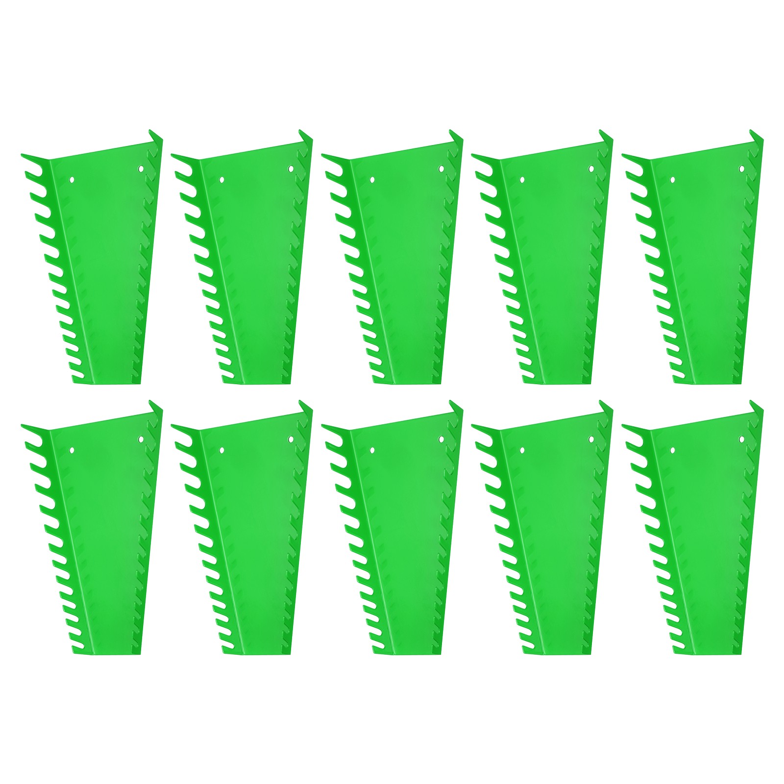 10pcs Metal Wrench Organizer, 130-Slot for SAE & Metric Wrenches, Green