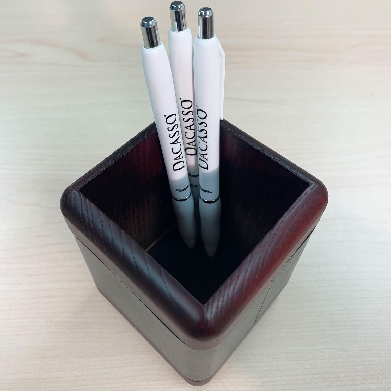 Rosewood and Leather Pencil Cup