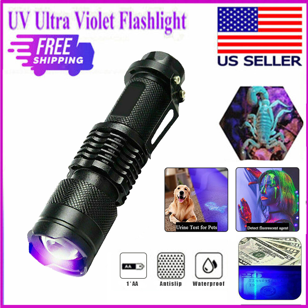 UV Ultra Violet LED Flashlight Blacklight 3 Modes Light 395nm Inspection Lamp