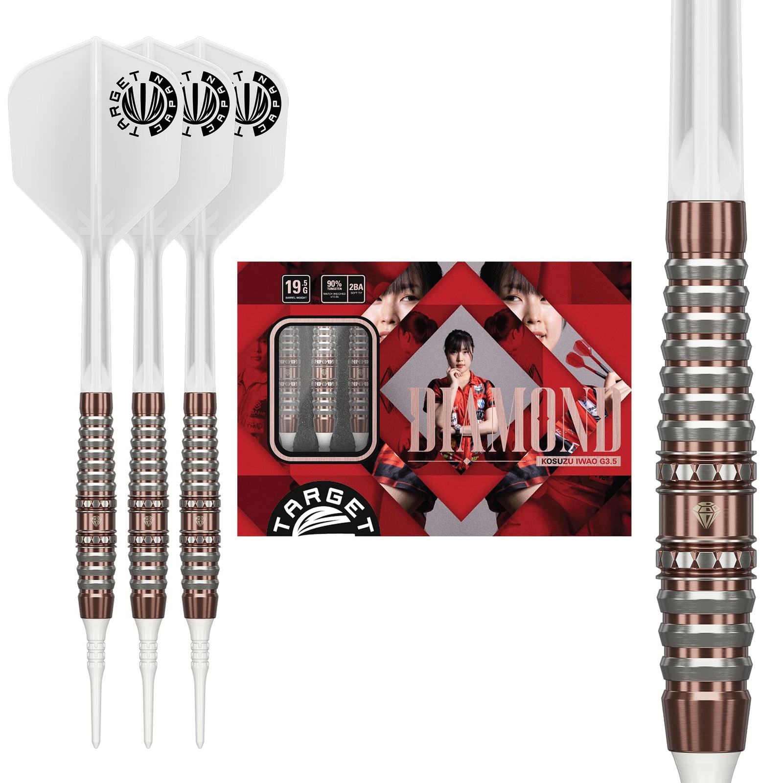 Target Darts PRIME SERIES DIAMOND GEN3.5 19.5g 90% Tungsten K-Flex Soft Tip Dart