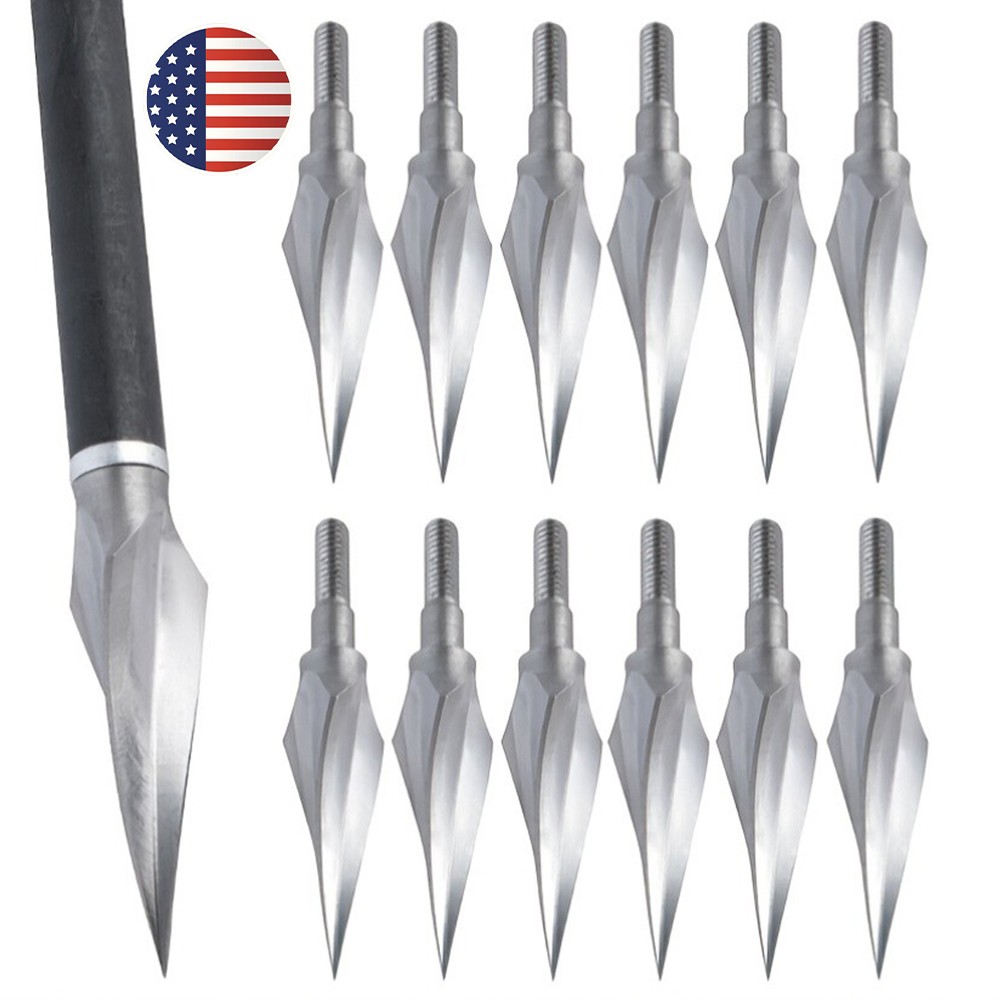 12X Traditional Broadhead 150Grain Arrowhead Tip Point Archery Arrow Bow Hunting