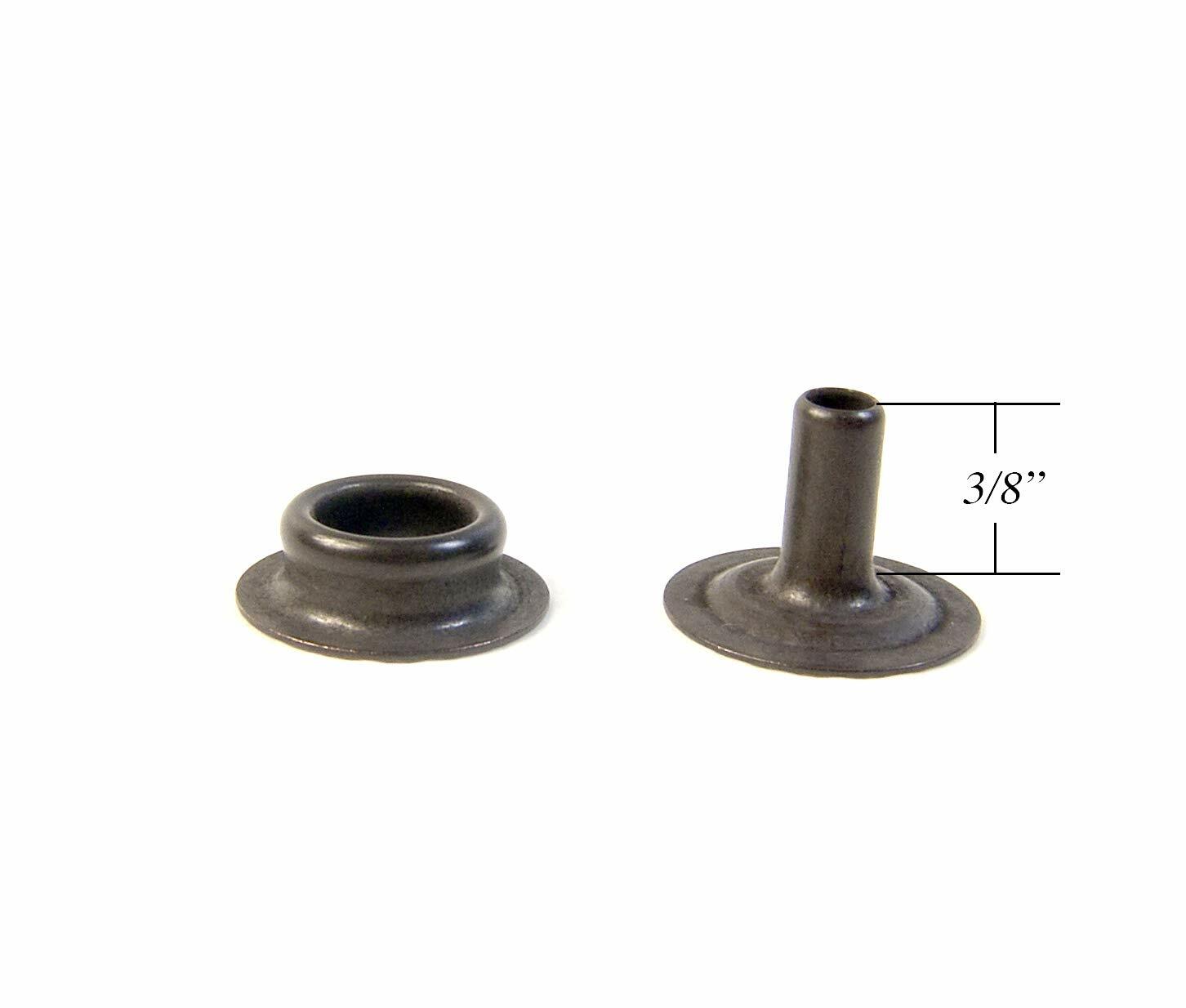 Snap Set with Extra Long Posts for Thick Fabric or Carpet, Black Oxide Finish