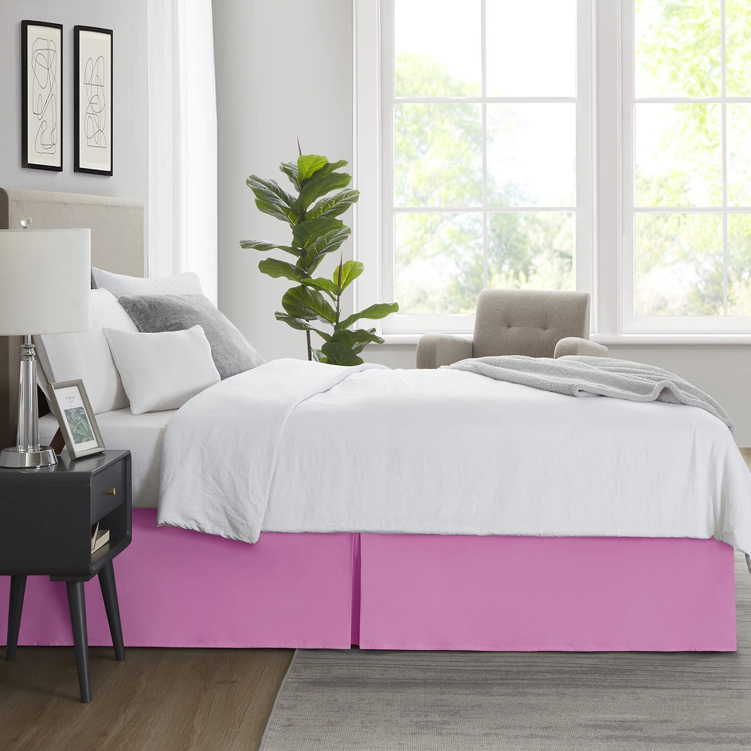 Nestl Light Pink Bed Skirt King Size - King, 23 -