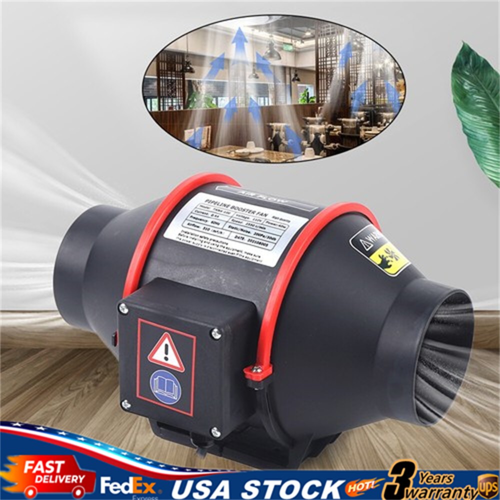 4 inch 310CFM Inline Duct Ventilation Fan Vent Exhaust Blower Vent Fan New