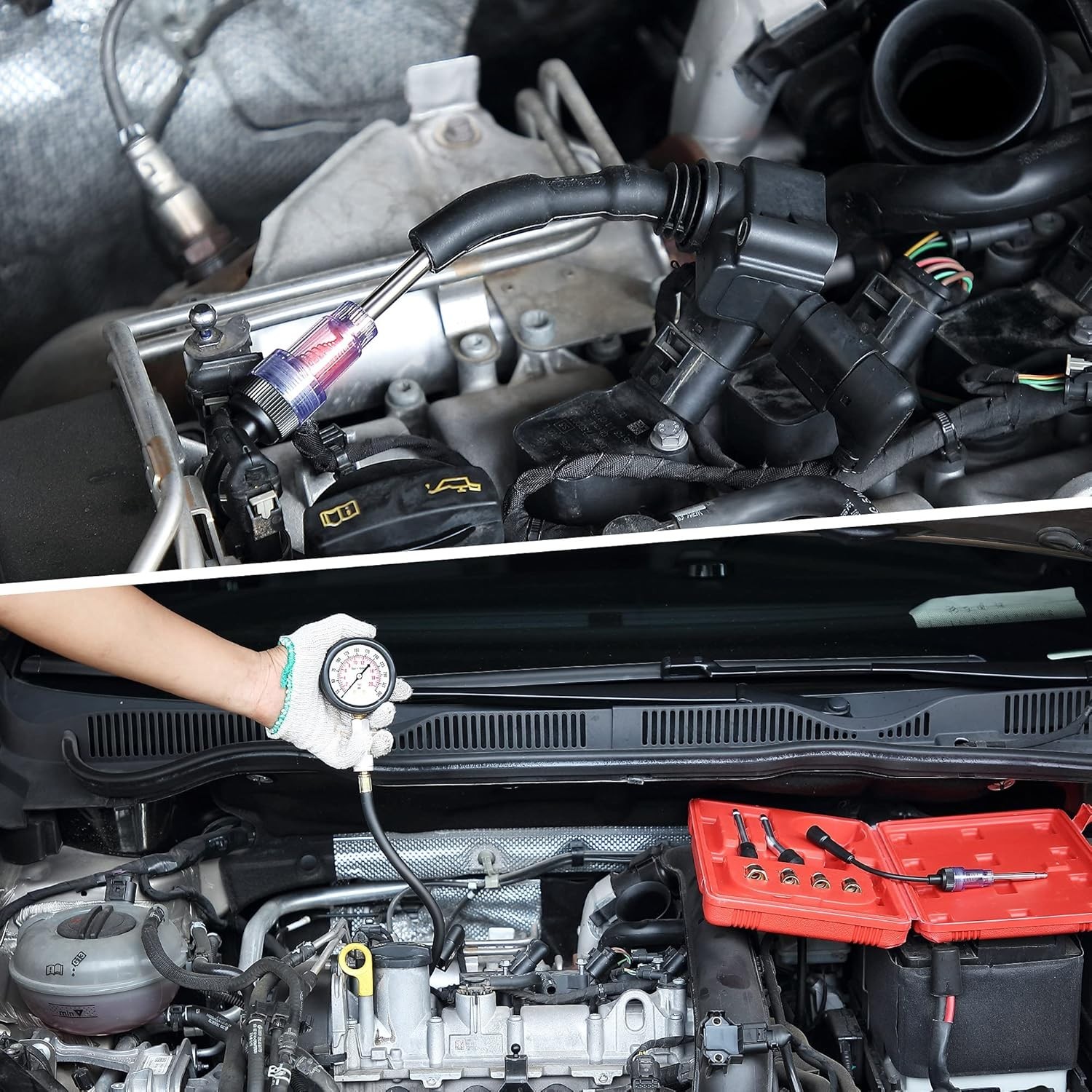 Car Compression Tester Kit with Spark Plug Tester
