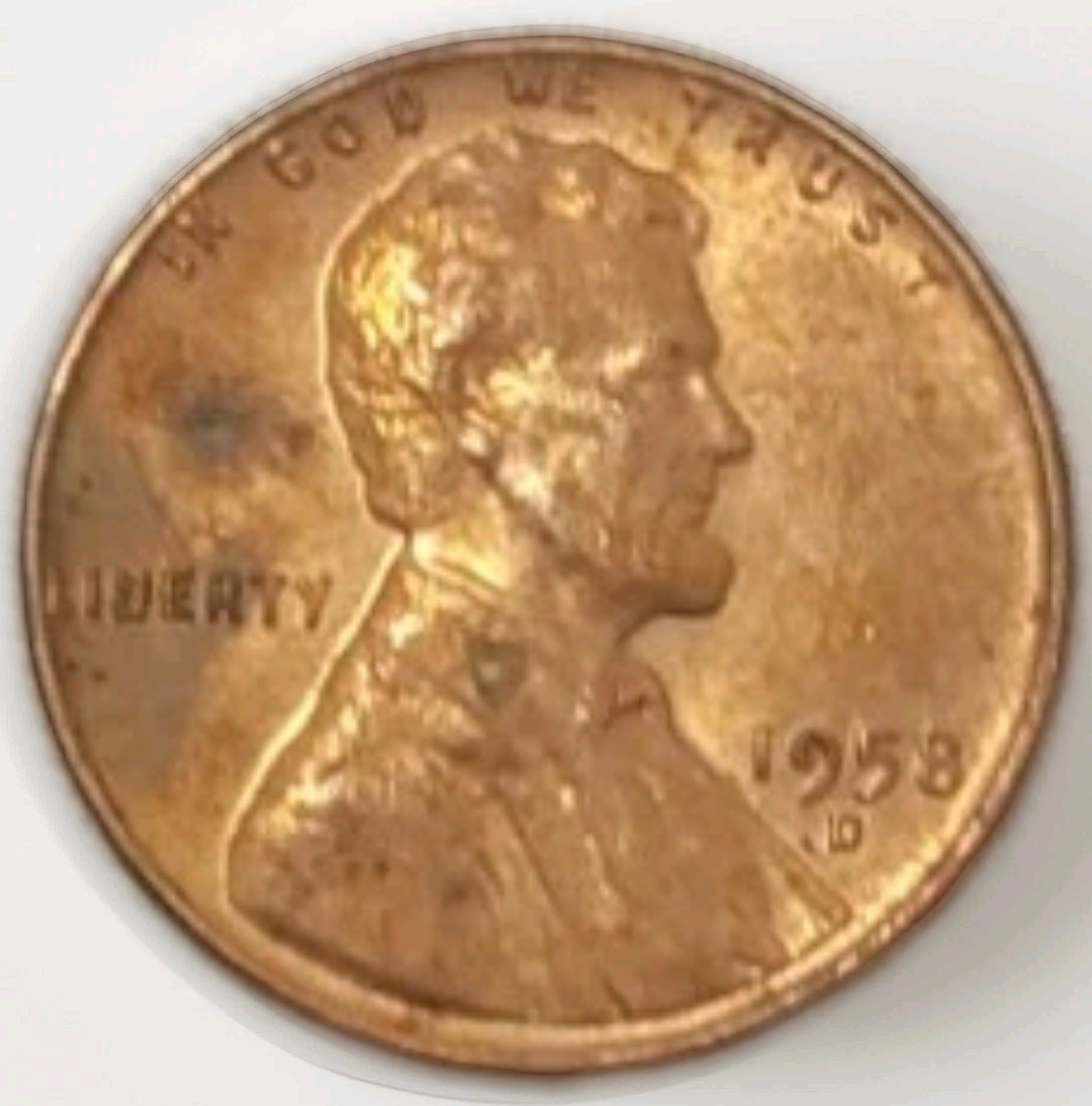 1958 D Lincoln Wheat Cent RD Penny Brilliant Uncirculated Coin Spot Rev FreePost