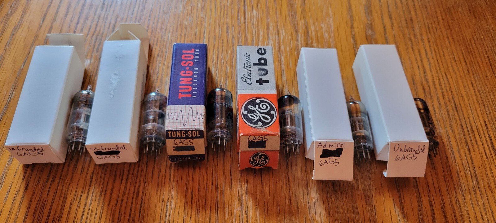 (2) 6AG5 Vacuum Tubes Tested Tung-Sol/GE/Admiral/Unbranded