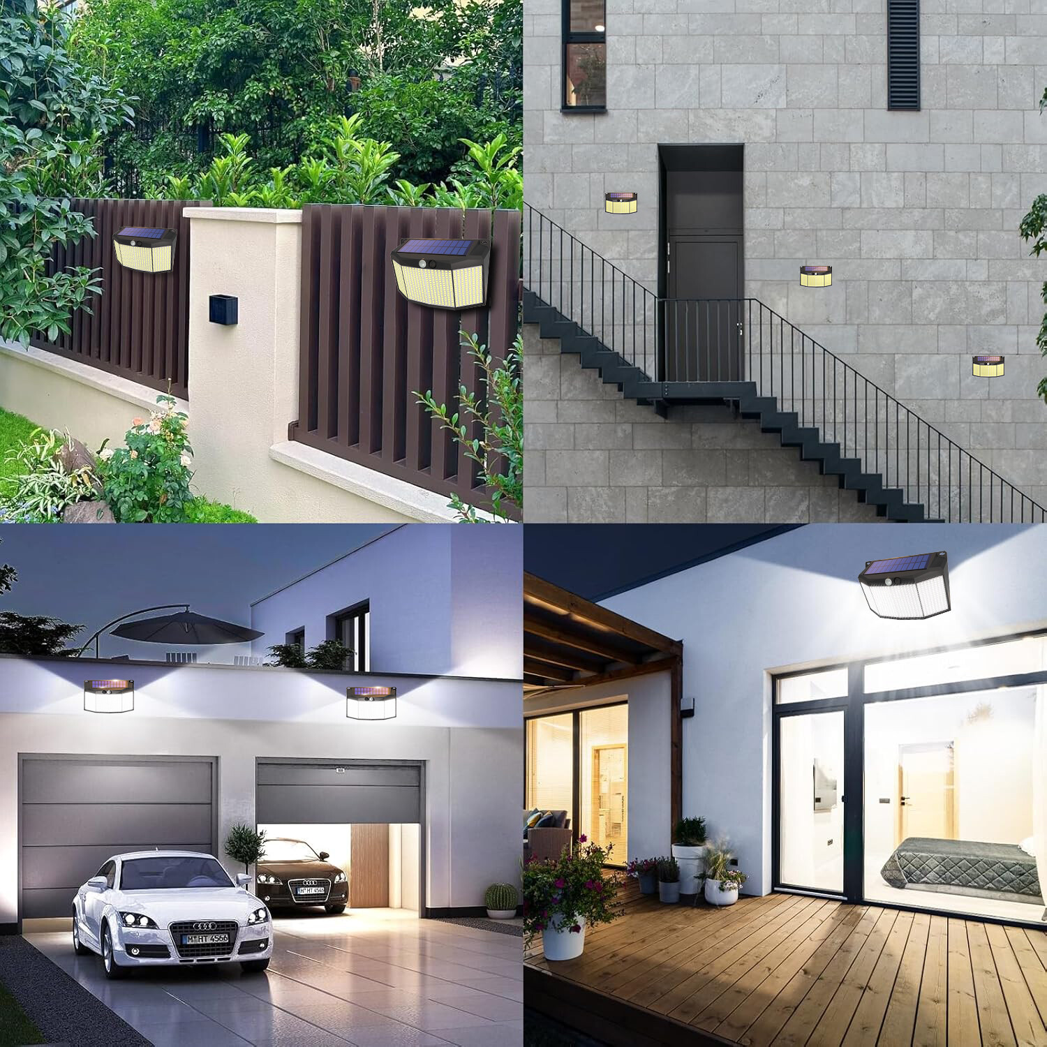 576 LED Solar Power Wall Light PIR Motion Sensor Outdoor Garden Security Lamp