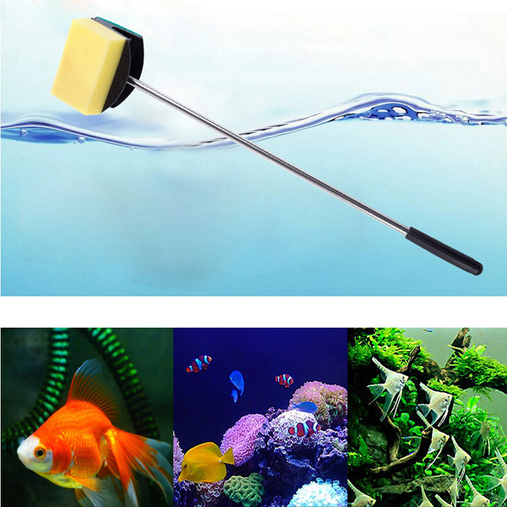 Aquarium Fish Tank Cleaning Tool Double-sided Sponge Brush Aquarium Cleaner