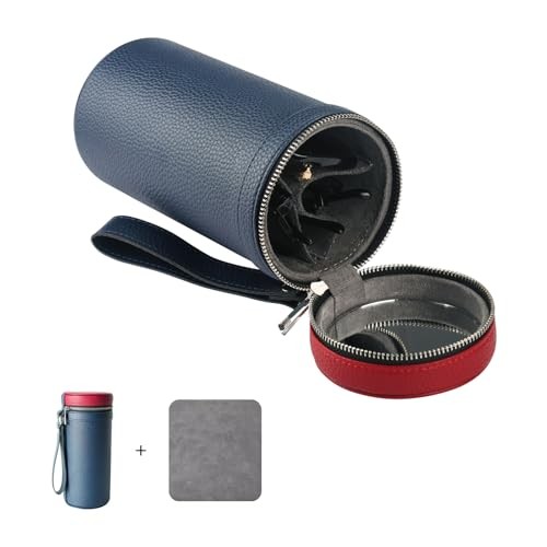 3 slots eyeglass case Leather sunglasses storage box, suitable for Blue / Red