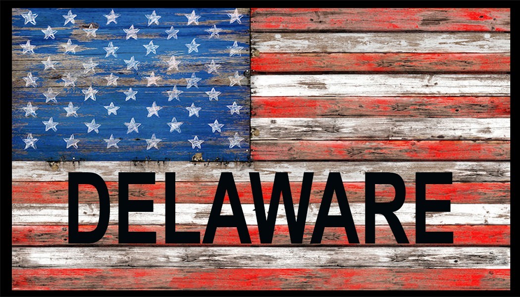 United States Flag Delaware Patch W/  Hook & Loop Morale Tactical Black Border I