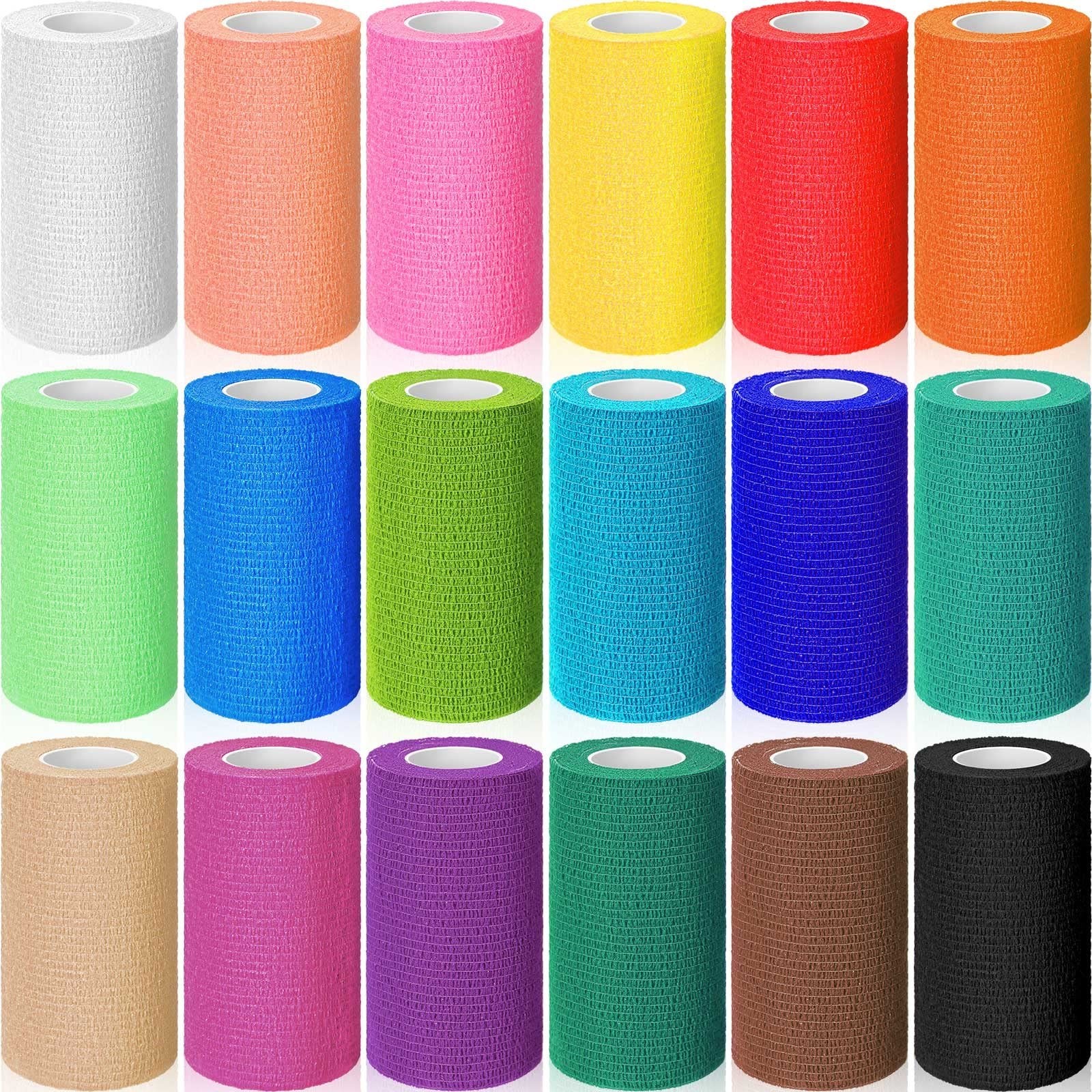 18 Pack Vet Wrap Self Adhesive Bandage Breathable Cohesive Bandage Wrap Rolls...