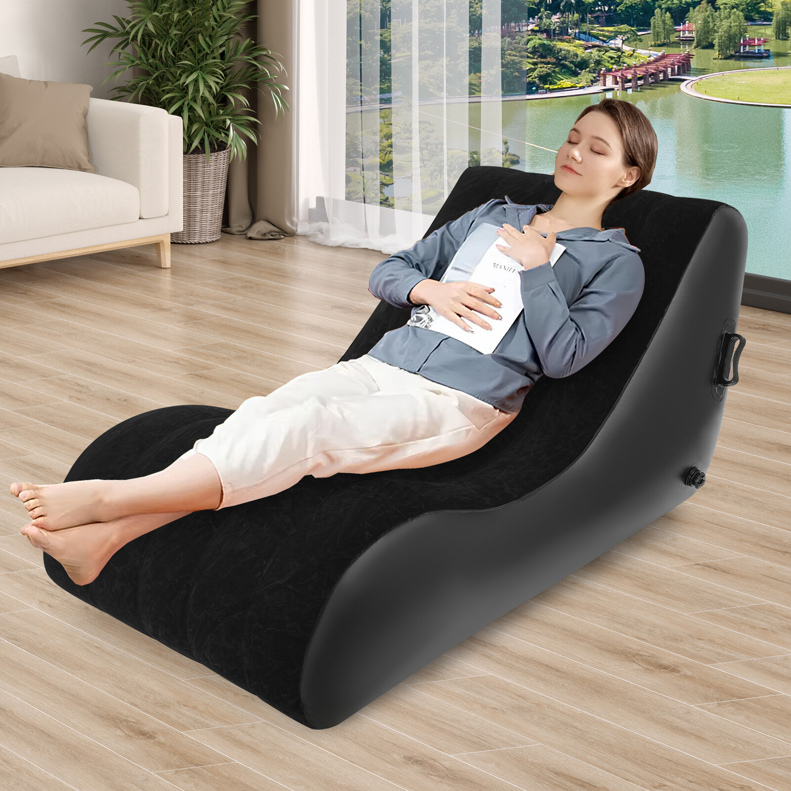 S-shaped Sofa Bed Modern Inflatable Sofa Bed Folding Sofa Bed Black Sofa Bed