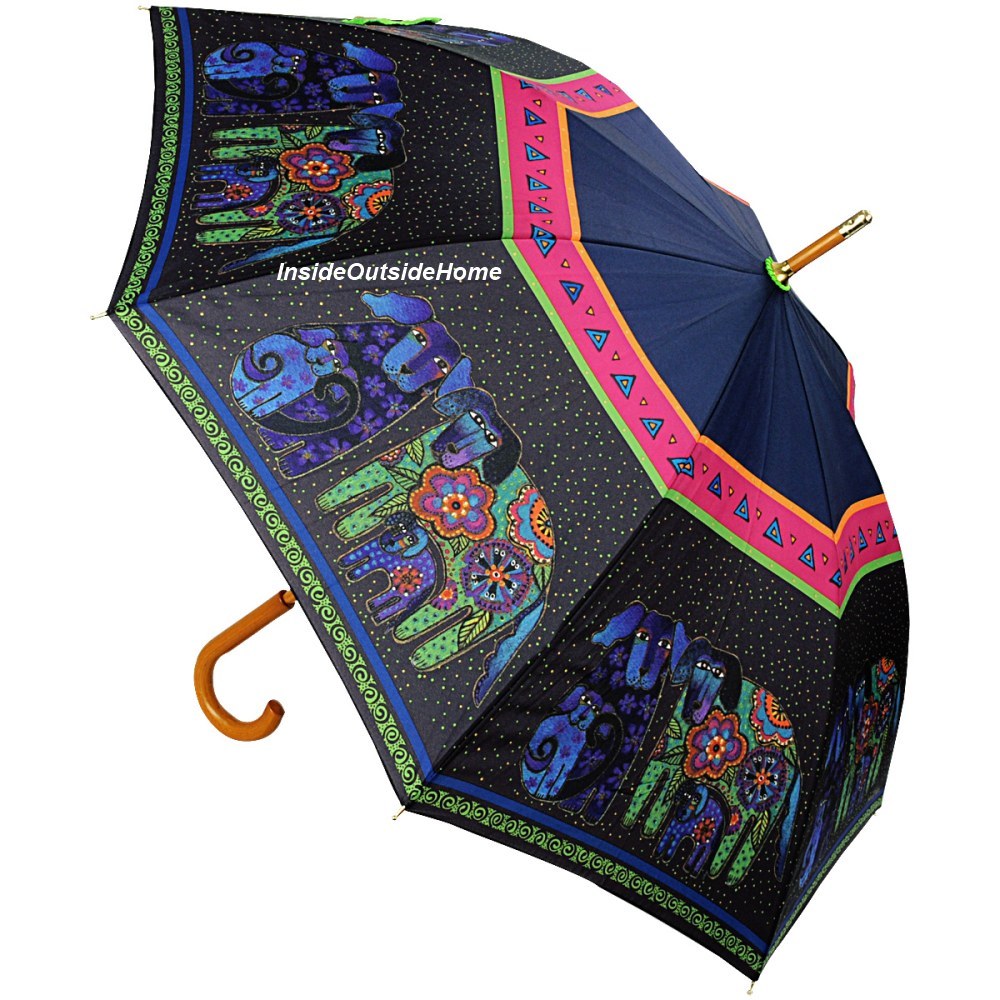 Laurel Burch STICK Umbrella Dancing Dogs Doggies LG Canopy Auto Open RETIRED NEW