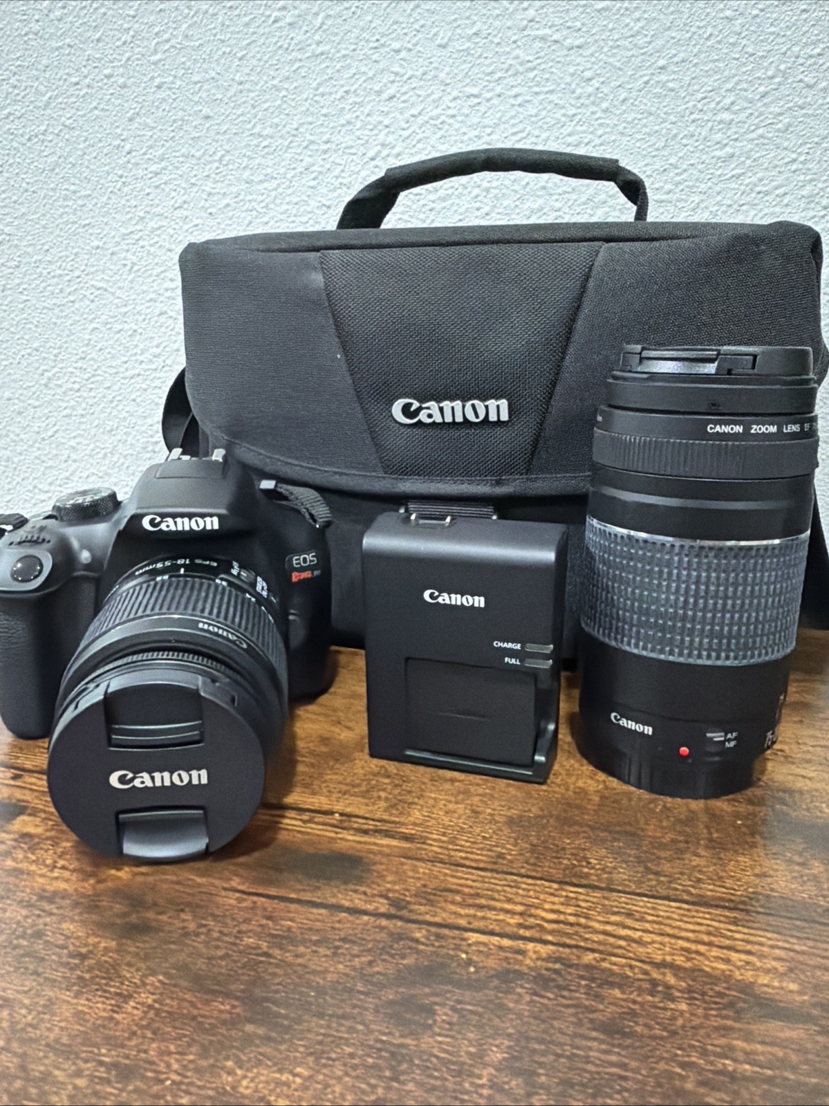 Canon EOS Rebel T6 Camera Bundle with EFS 18-55mm & 75-300mm Lenses, Bag