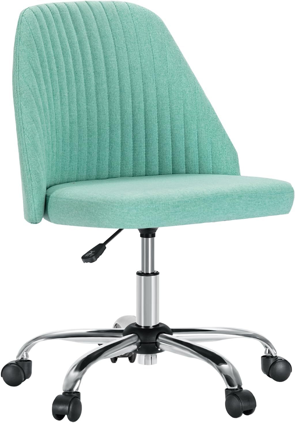 Comfy Office Desk Chair with Wheels Fabric Vanity Swivel Chair with Mid Back