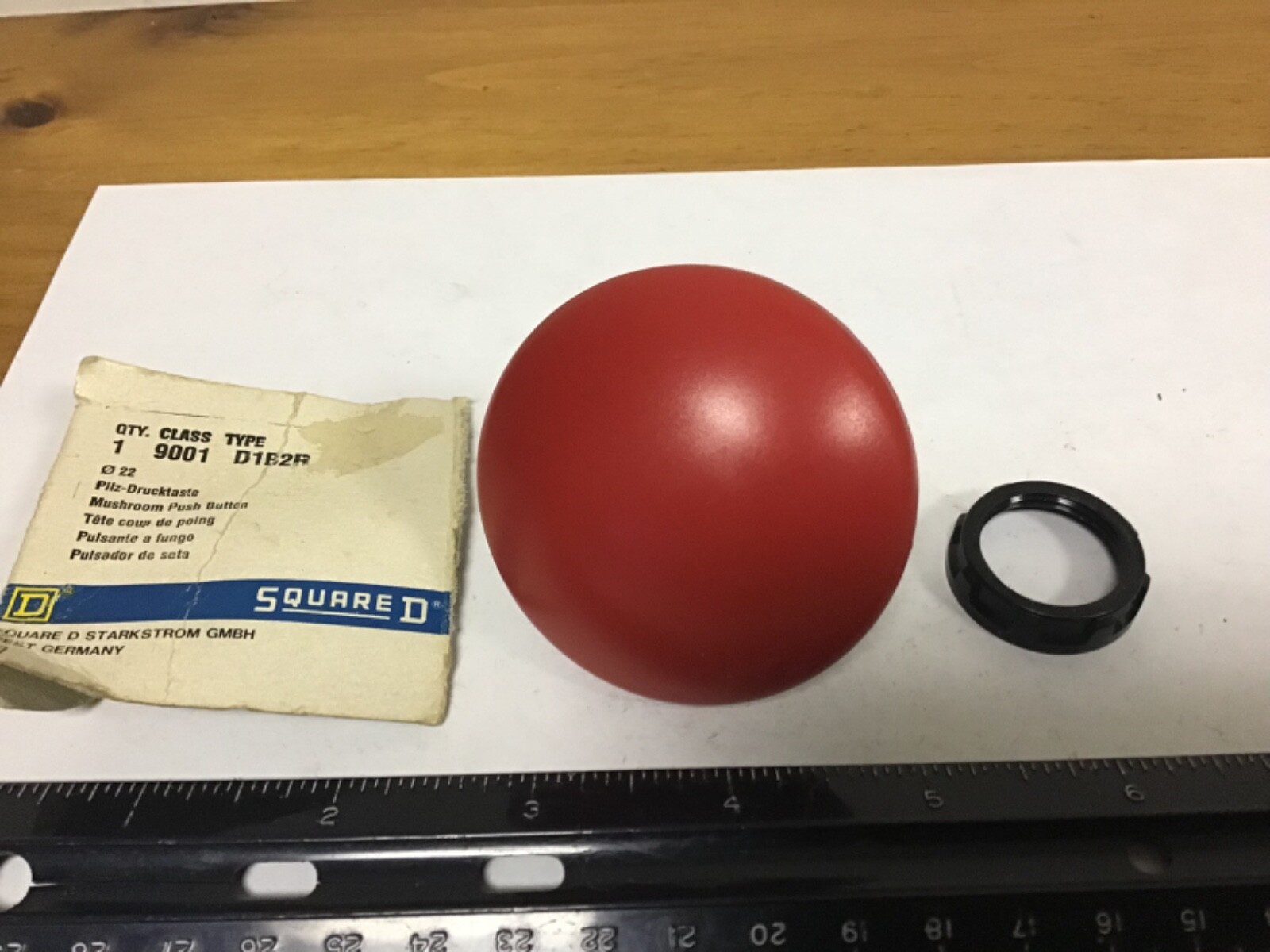 New Square D 9001 D1B2R Mushroom Push Button, 60MM Diameter