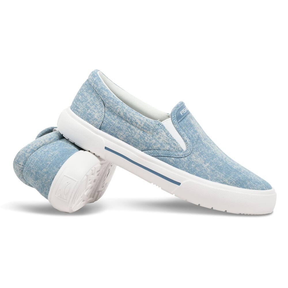 Fishooz Women's Sunwashed Slip-On Shoes Denim/White