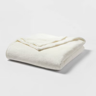 Full/Queen Microplush Bed Blanket Sour Cream - Threshold