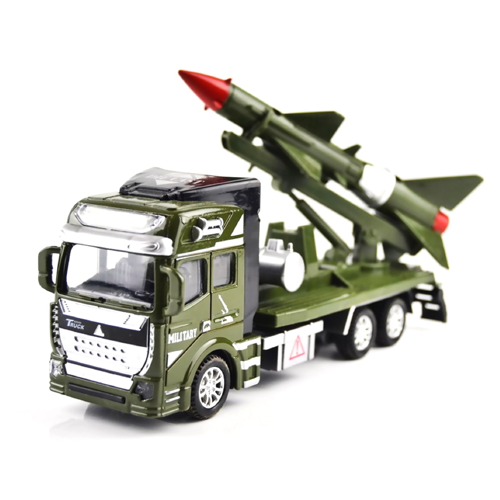 1:64 Alloy Pull Back Military Truck Kids Car Model Rocket Missile Vehicle Gift