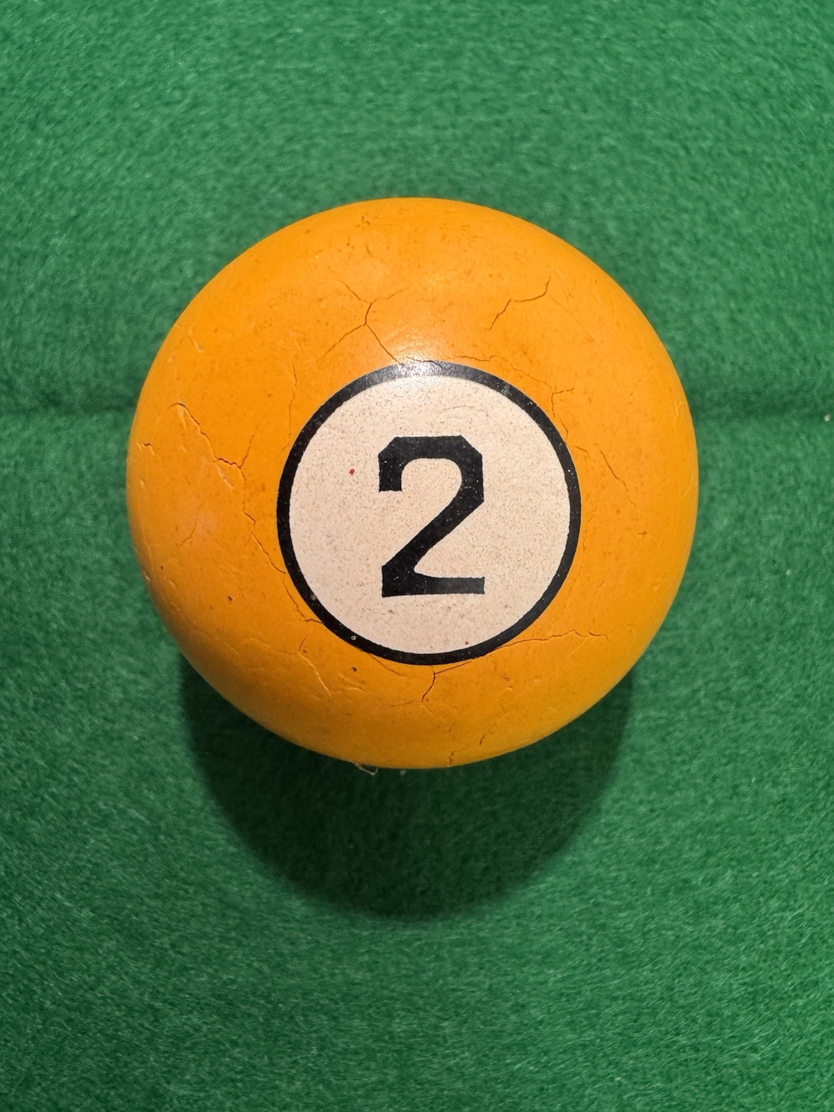 Vintage “Clay” Billiard Pool Ball Solid Yellow #2 Collectible