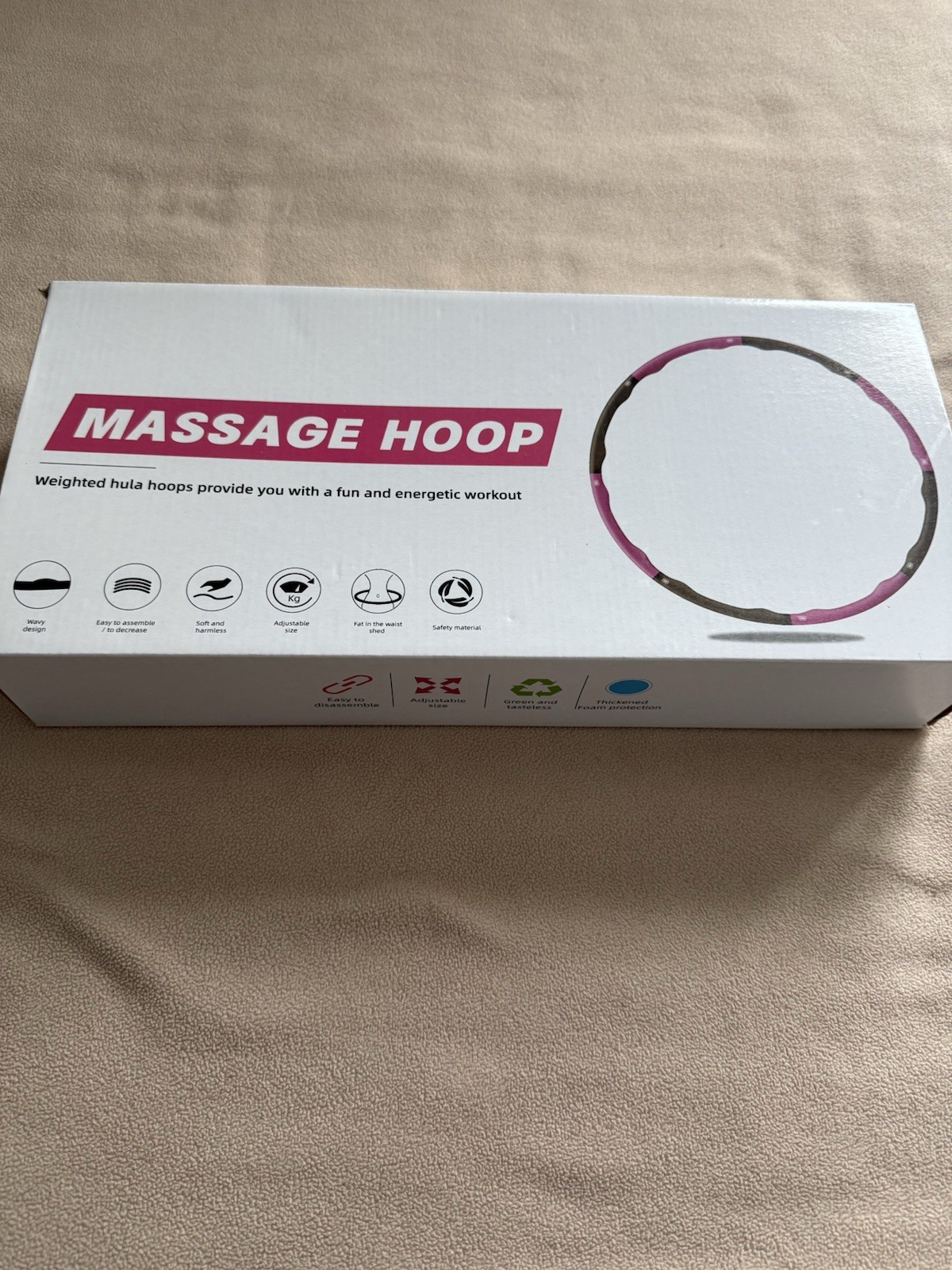 Weighted Hula Hoop, Fitness Hoop, massage hoop, new, sealed, pink & gray
