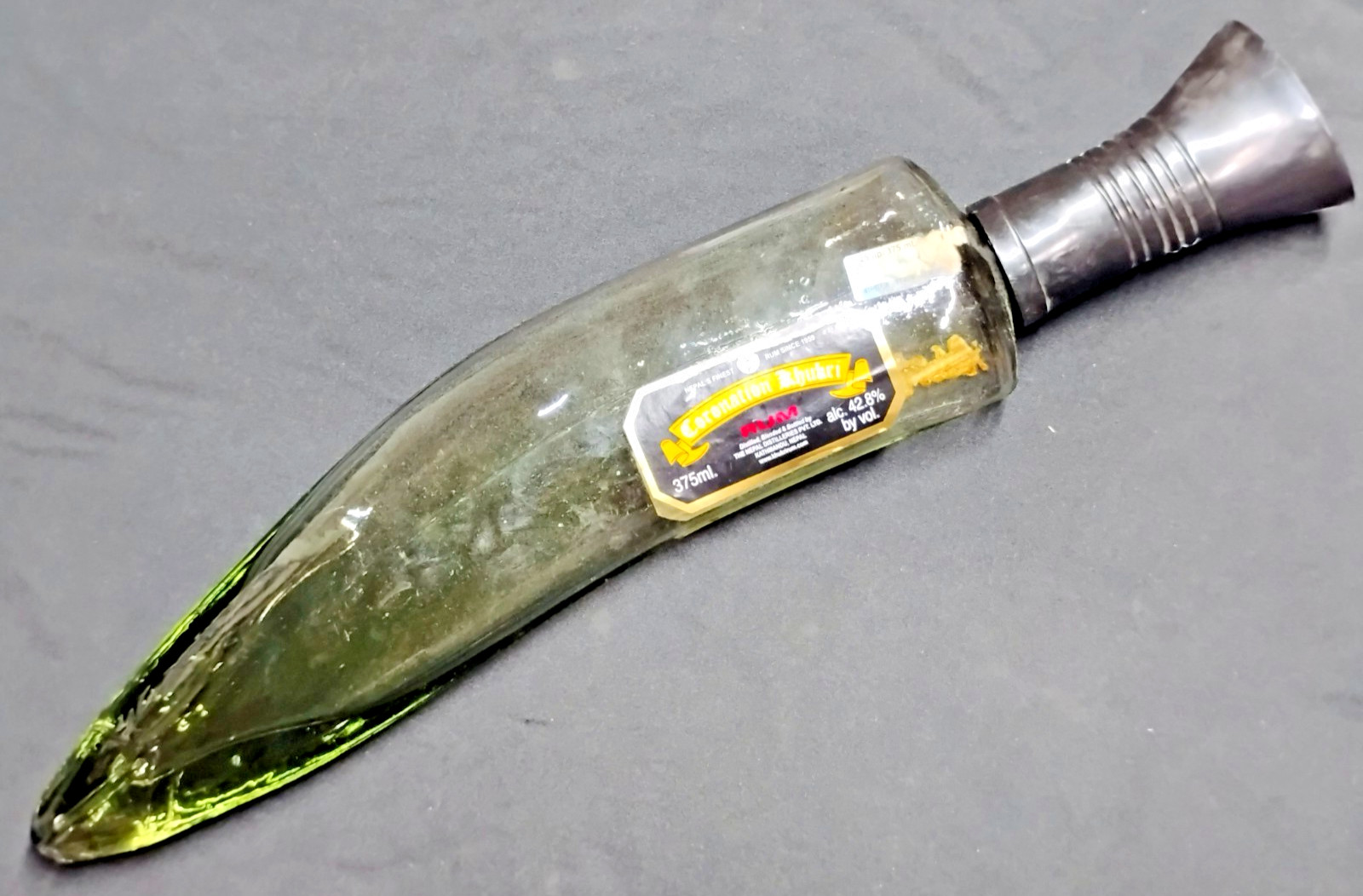 Coronation Rum EMPTY Bottle Khukuri Knife Shaped Nepal Kukri Bar Collectible VTG