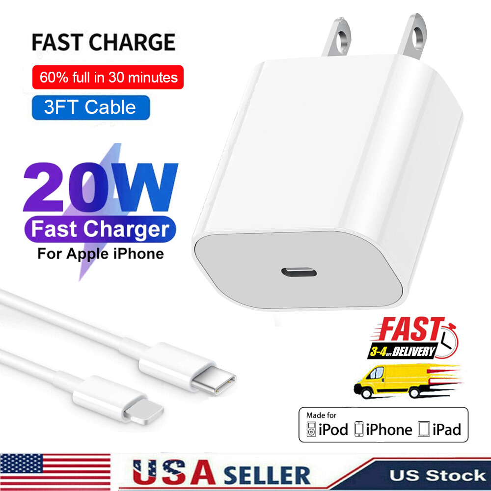 3FT Fast Charging Cable Usb adapter Wall Charger For iPhone 14 13 12 11 8Pro Max