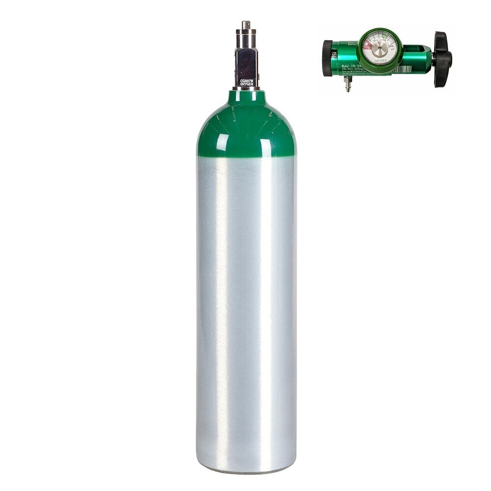 New 14.6 Cu Ft Medical D Aluminum Medical Oxygen Cylinder And Regulator  CGA870