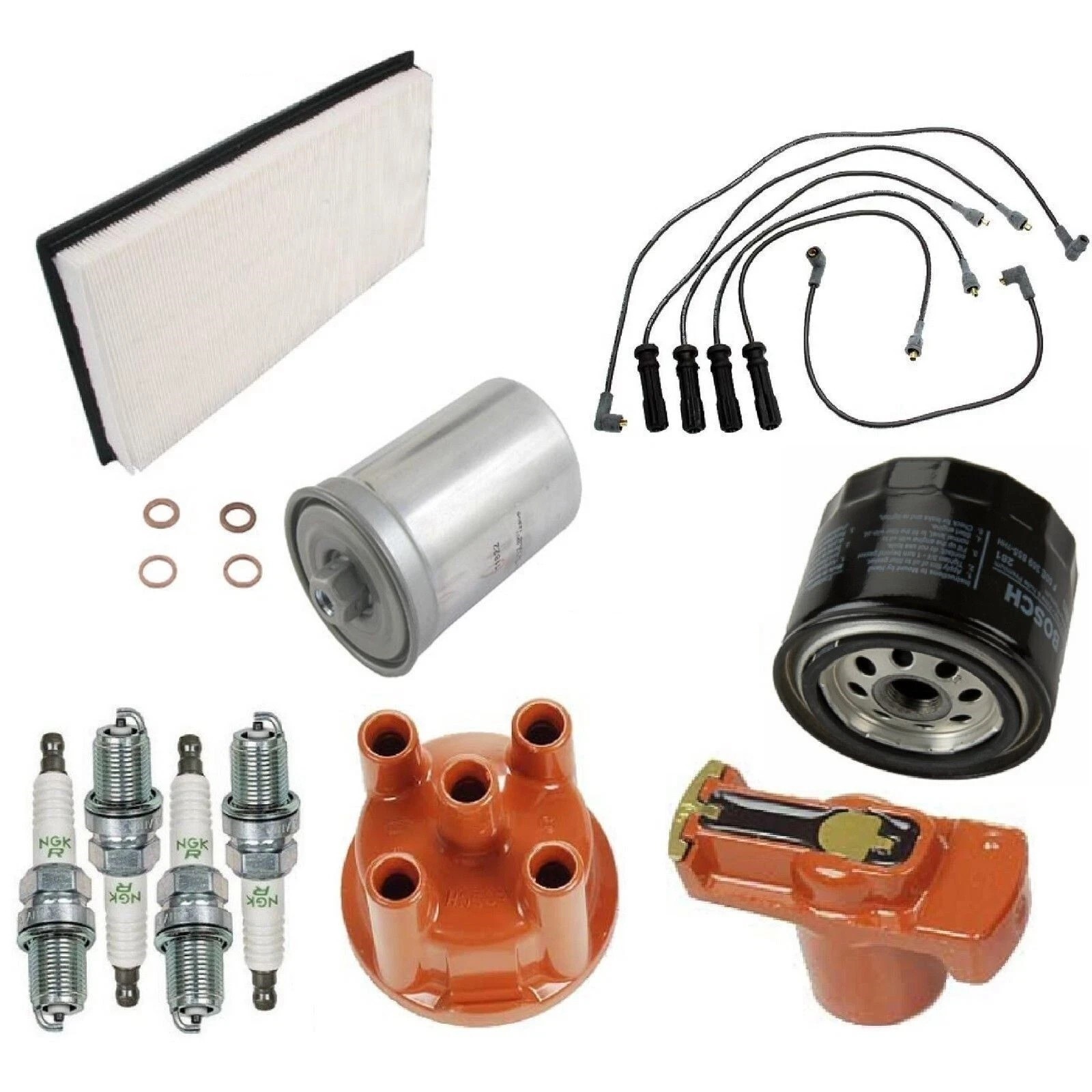 Volvo 240 1990-1993 Tune Up Kit Filters Cap Rotor Spark Plugs Wire Set
