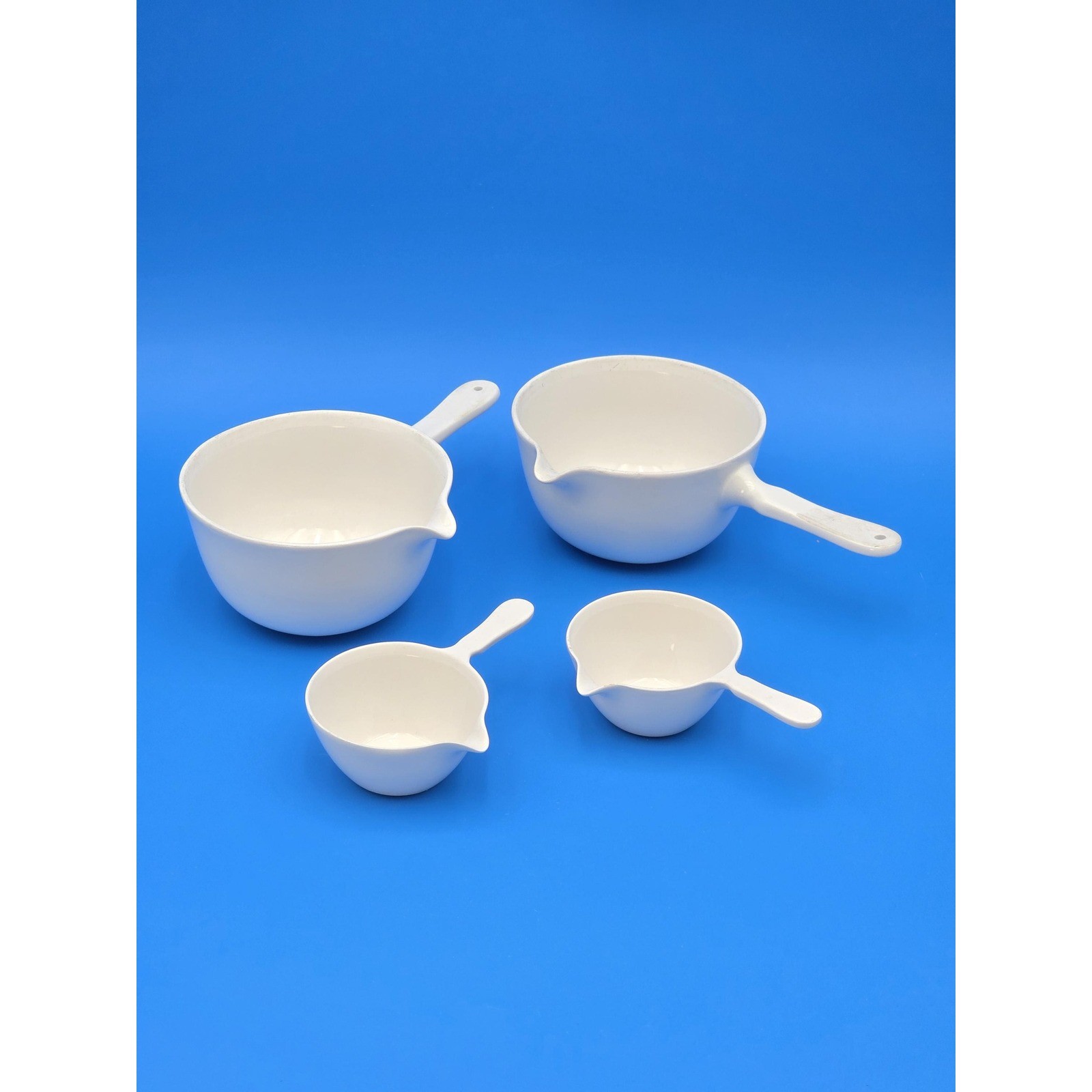 Chemistry Crucible Evaporating Dishes w Handle & Pour Spout Set of 4 COORS USA