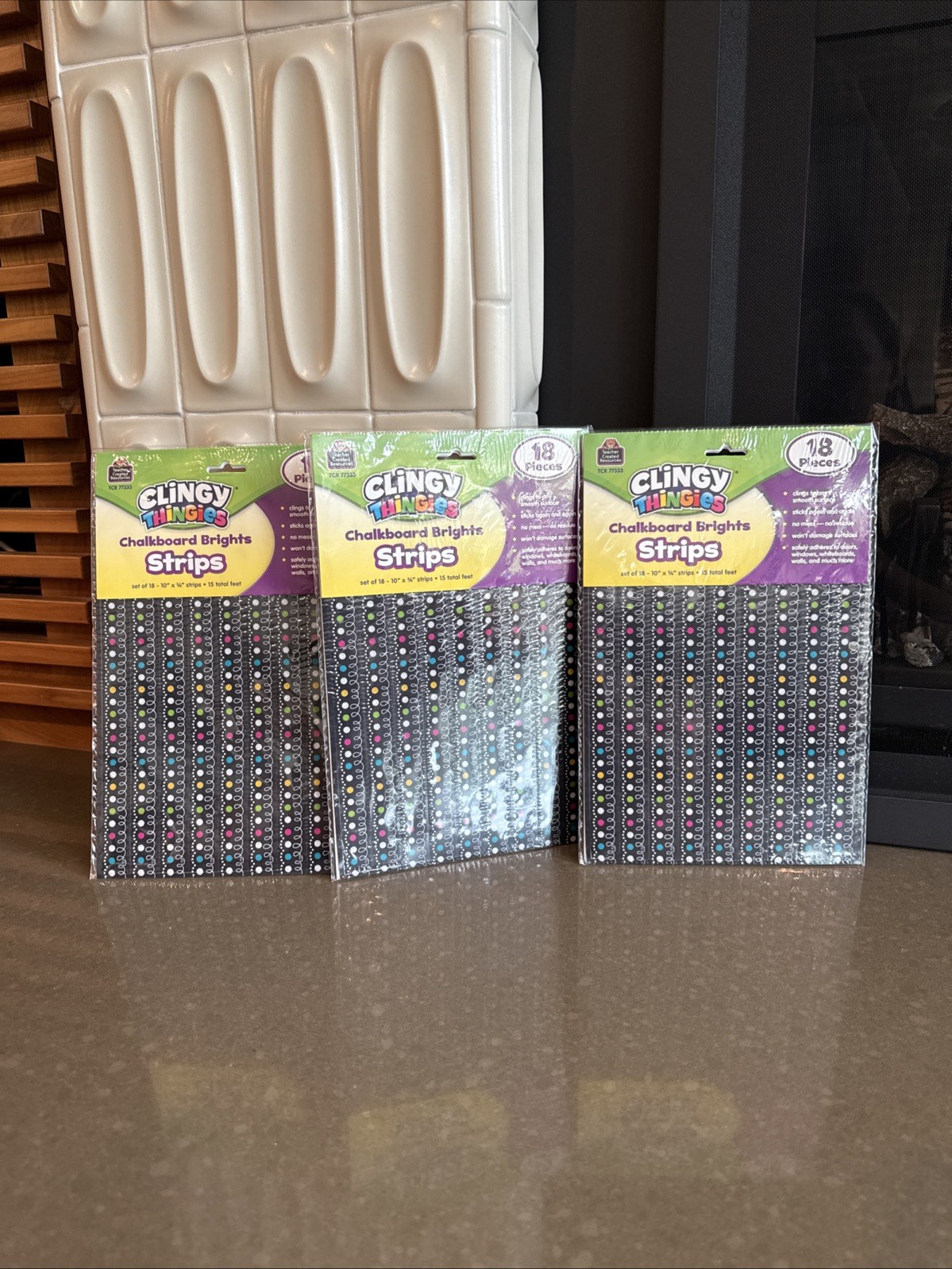 3 Packages Clingy Thingies Chalkboard Brights Strips Teacher Created Resources