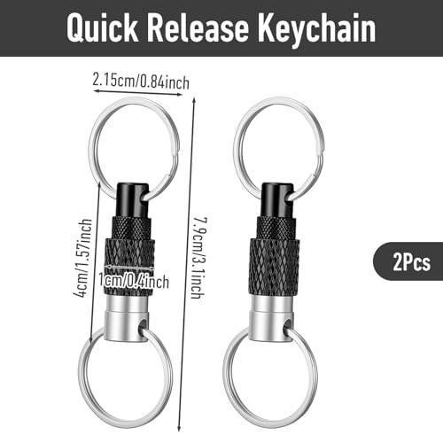 2 Pack Quick Release Heavy Duty Metal Keychain Black