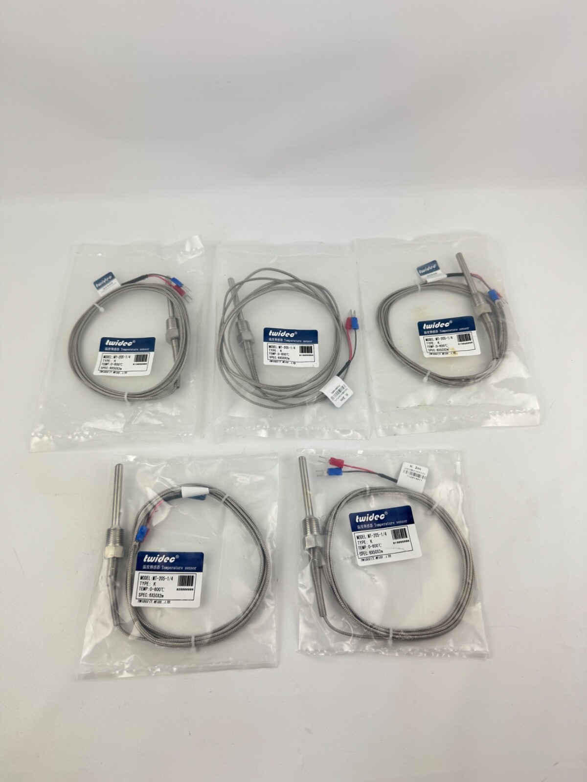 x(5) Twidec/2M NPT 1/4 inch (6X50MM) Pipe Thread Temperature Sensor MT-205-1/4