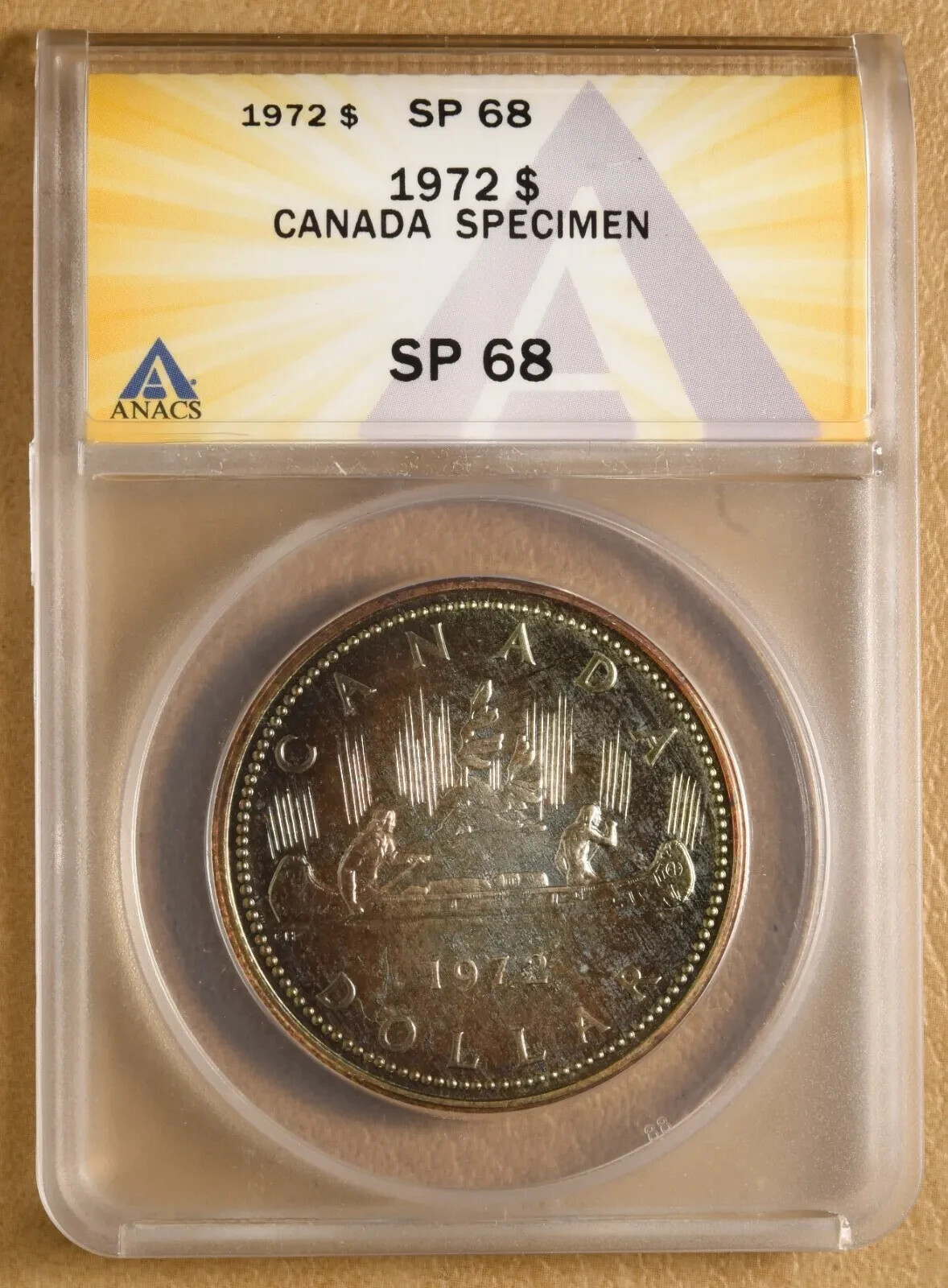 C205 Canada 1972 Voyageur Silver Dollar ANACS SP68 (Toned)