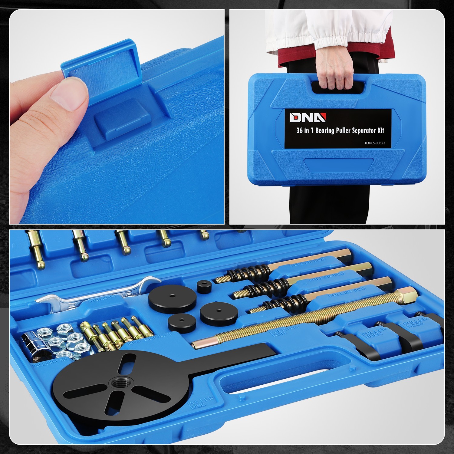 36 in1 Bearing Disassembly Puller Inner Hole Removal Tool Three-jaw Puller Set