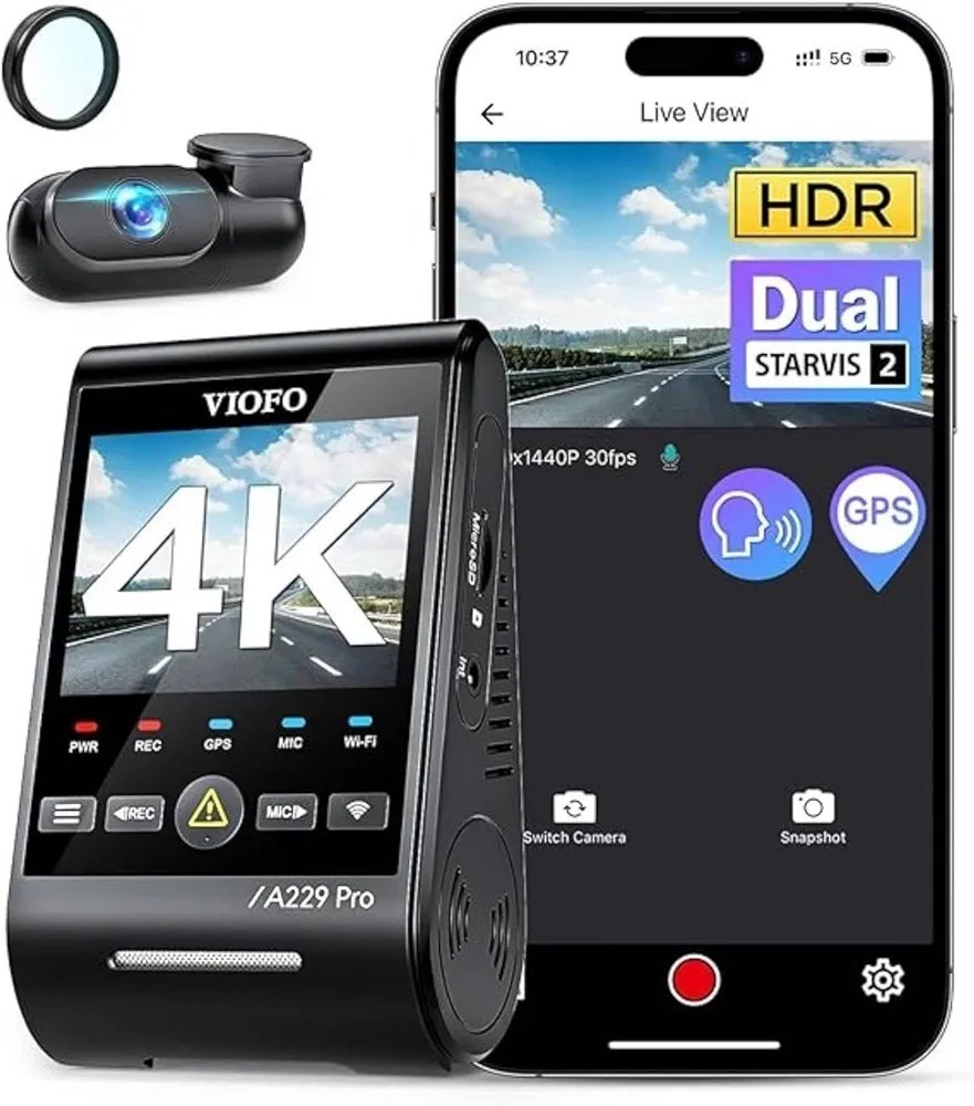 Viofo A229 Pro 4K HDR  2-Channel Dash Cam with WiFi + GPS Brand-new Sealed Box