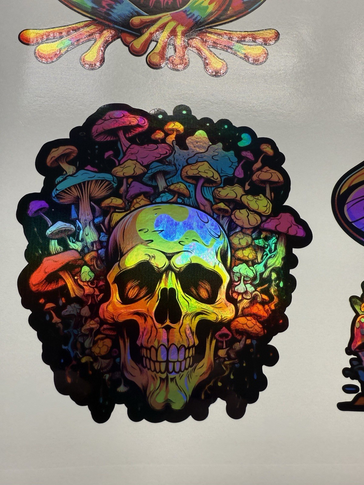 Psychedelic Mushroom Skull Holographic Vinyl Decal