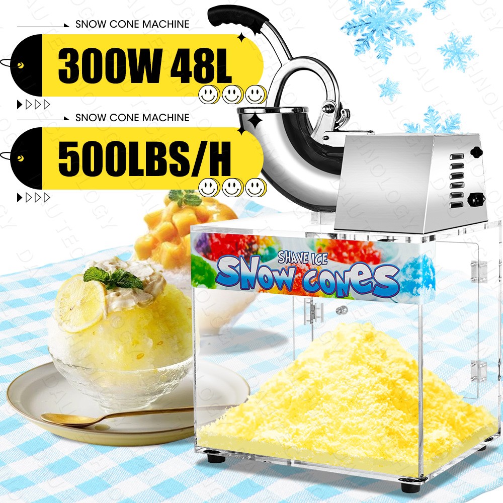 Commercial Heavy Duty Electric Shaved Ice Machine, 330W 500LB/H Snow Cone Shaver