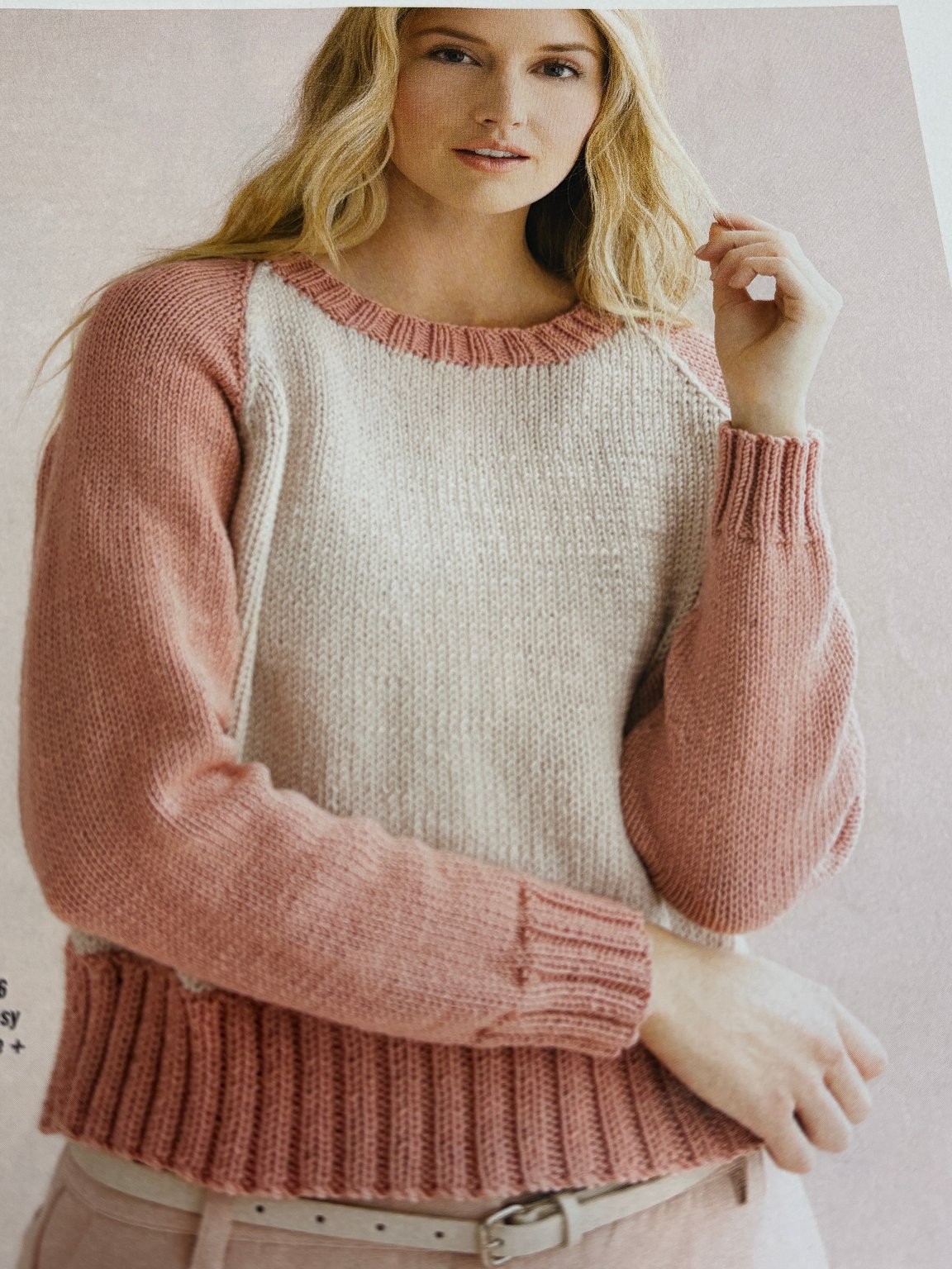 Two Color Raglan Pullover Knitting Pattern Small-XXL Magazine Pages