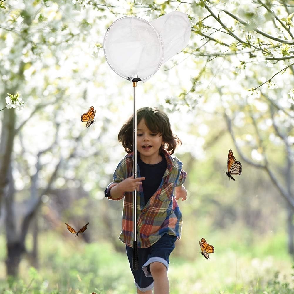 Lightweight Multicolor Insect Net - 12" Ring, Extends to 59" for Easy Use