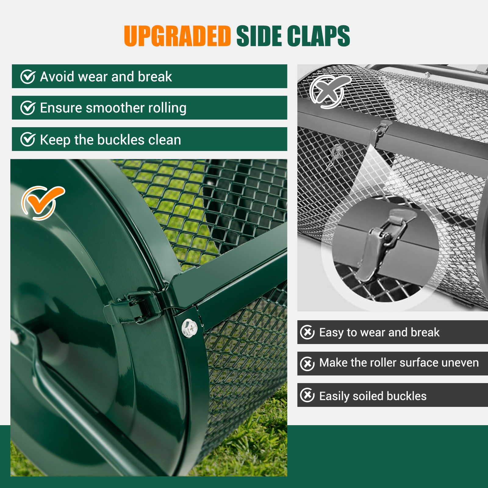 24" Peat Moss Spreader Compost Spreader w/ Upgrade Side Latches & U-shape Handle