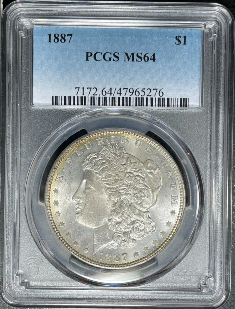 1887 MORGAN SILVER DOLLAR-PCGS MS 64 ~BEAUTIFUL COIN~REF#5276