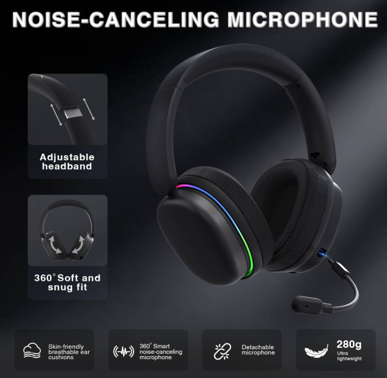 AULA Black G7 Pro RGB Tri-Mode Wireless Gaming Headset