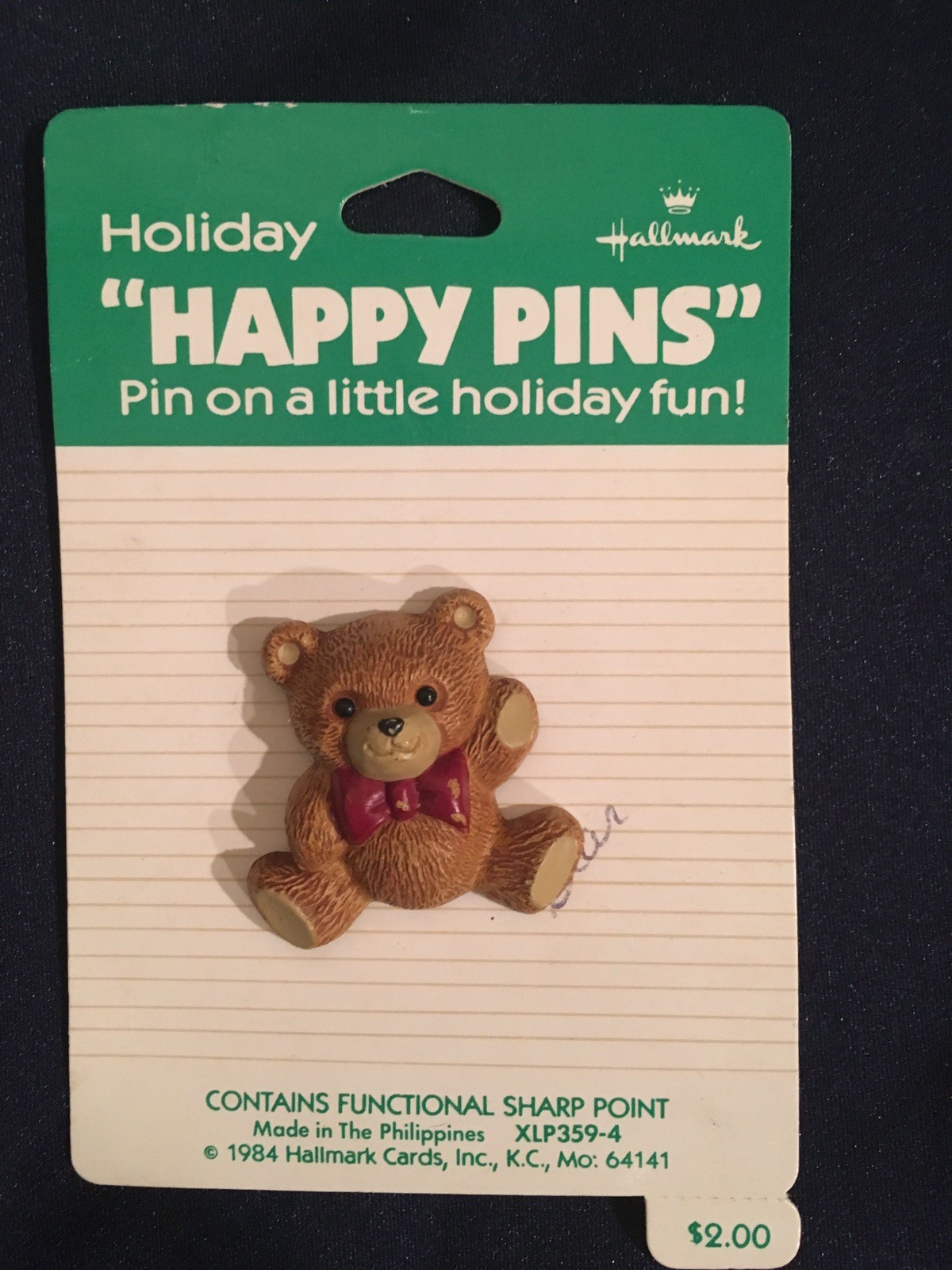Hallmark 1984 Vintage St Paddy Pins Bear Brooch Retro