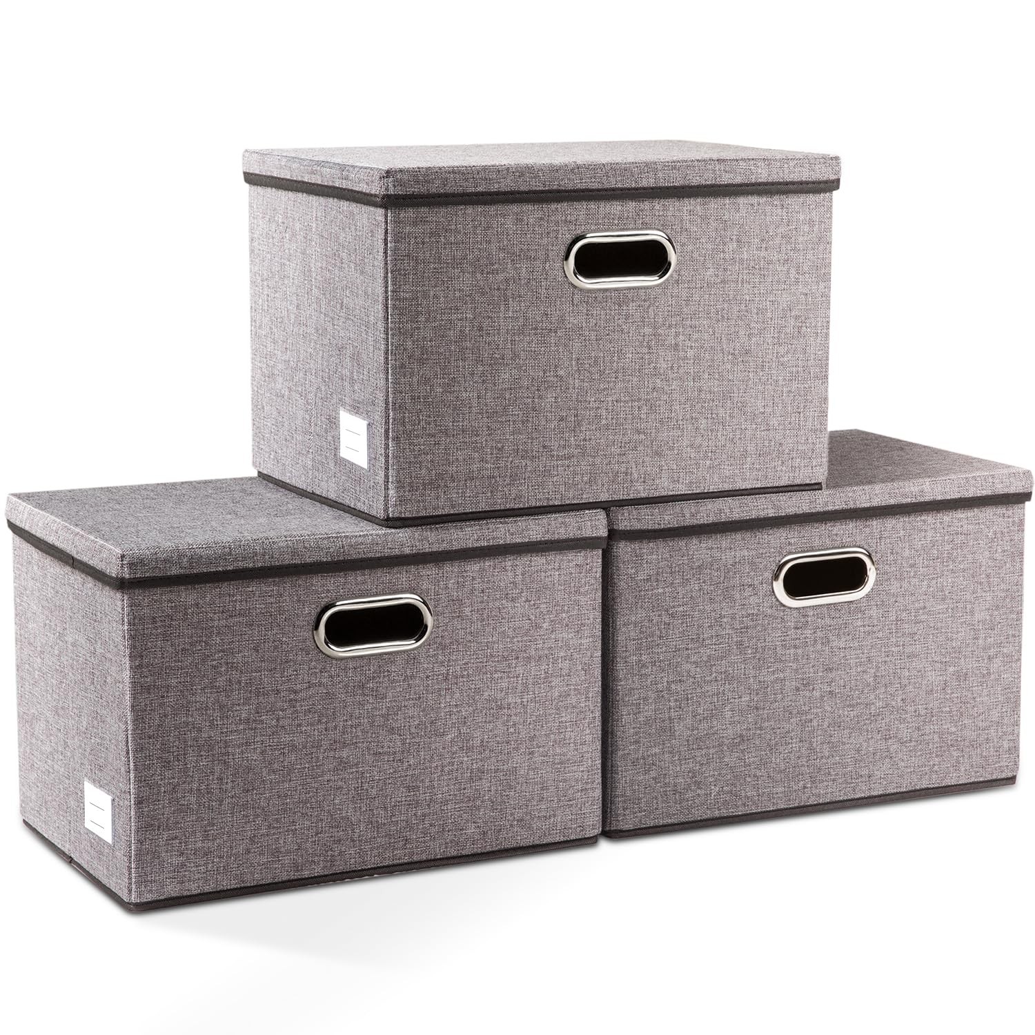 Large Collapsible Storage Bins w/Lids 3Pcs Blend Foldable Storage Organizer