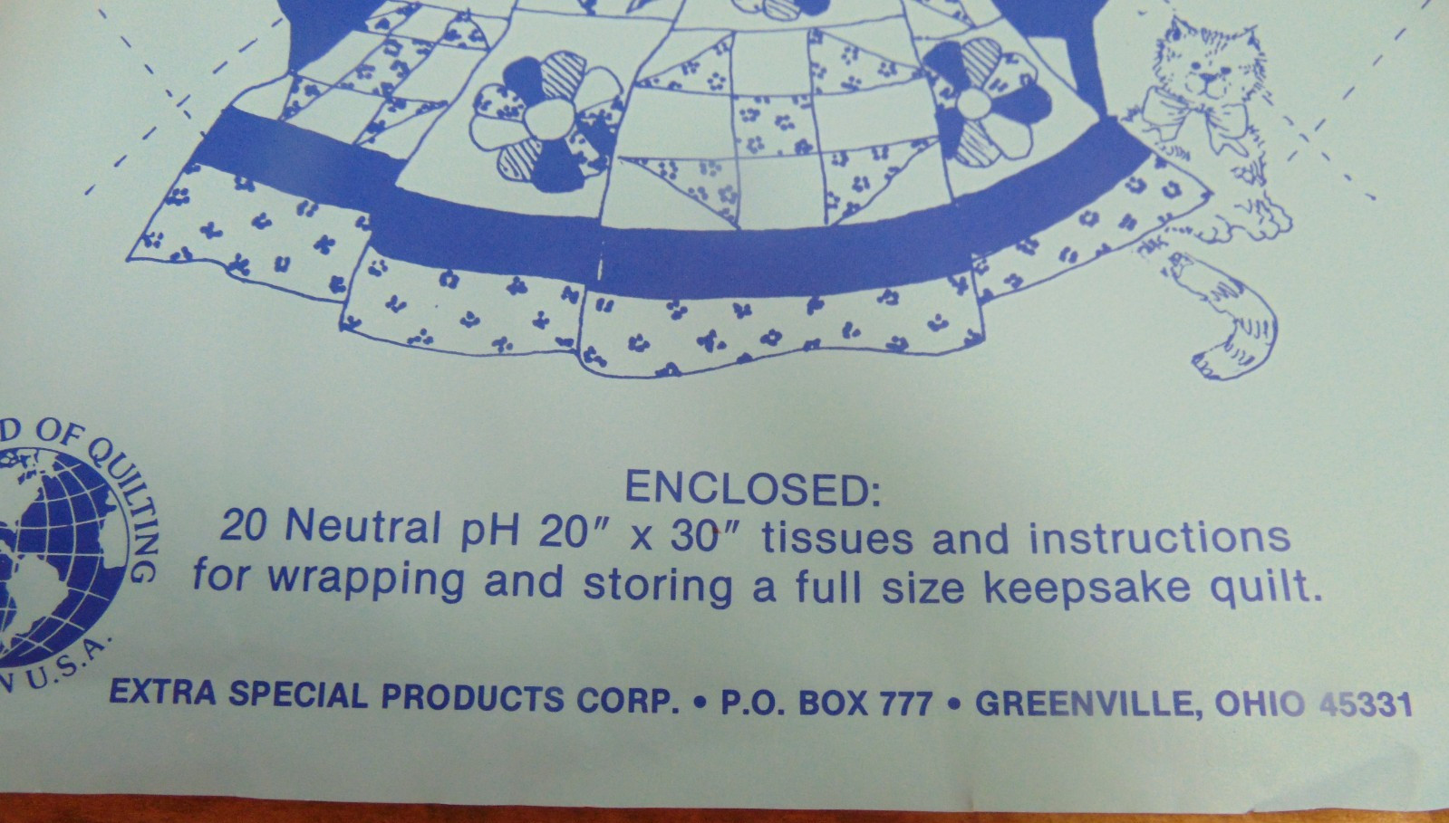 Quilt Preservation Package Treasure Tissue Heirloom Neutral ph 20" X30" PLUS