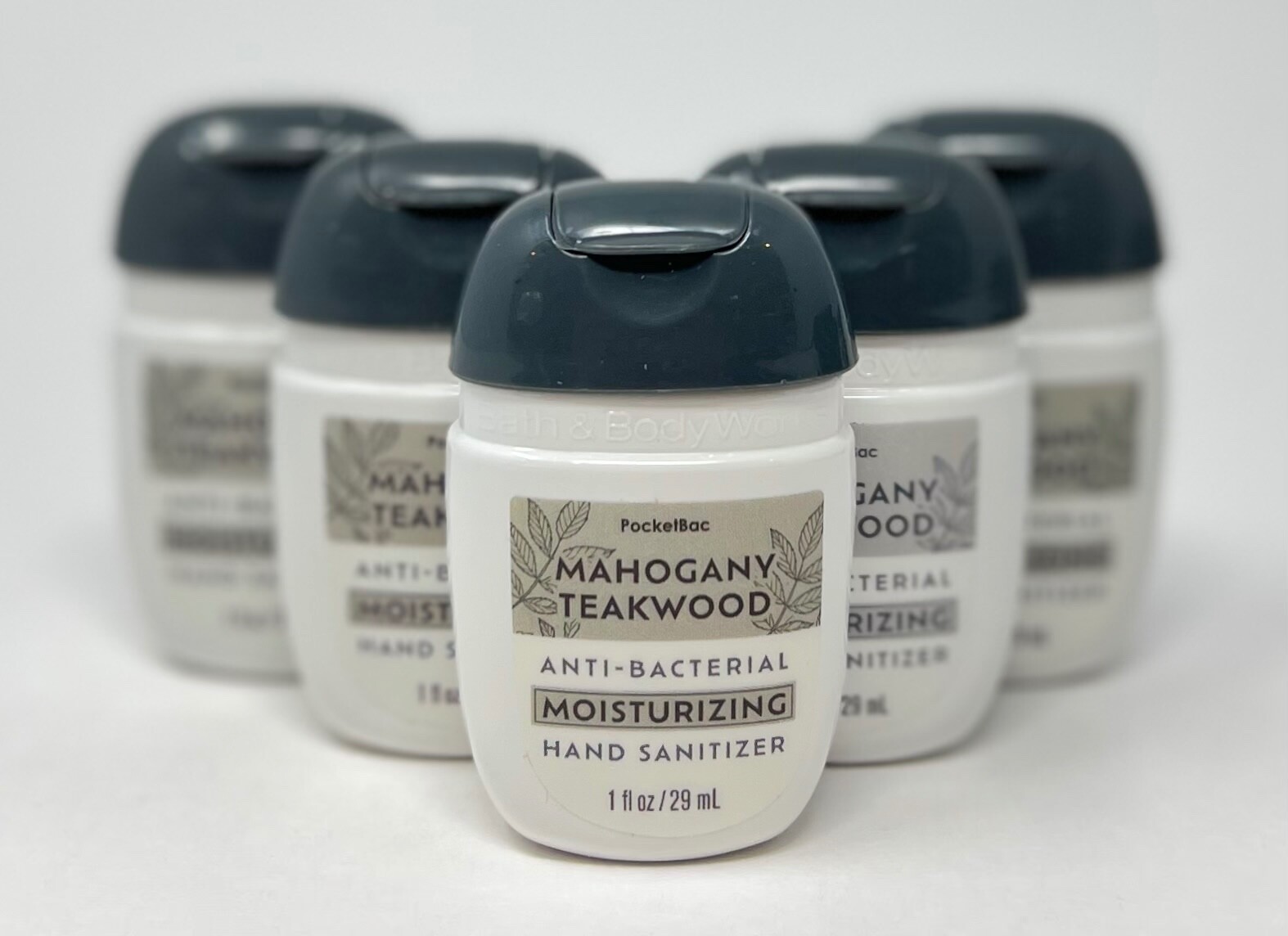 5 BATH & BODY WORKS MAHOGANY TEAKWOOD POCKETBAC MOISTURIZING HAND GEL SANITIZER